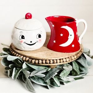 NEW Carnival Cottage Johanna Parker Valentines Luna Moon Creamer & Sugar Set